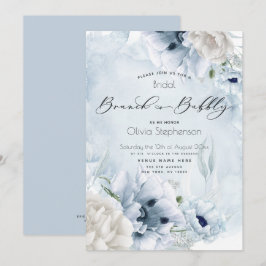 Brunch Bubly Möhippa Watercolor Blue Flower Inbjudningar
