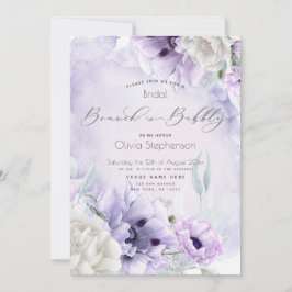 Brunch Bubly Möhippa Watercolor Lilac Poppy Inbjudningar