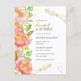 Brunch & Bubly Ro & Guld Glitter Möhippa Inbjudan Vykort
