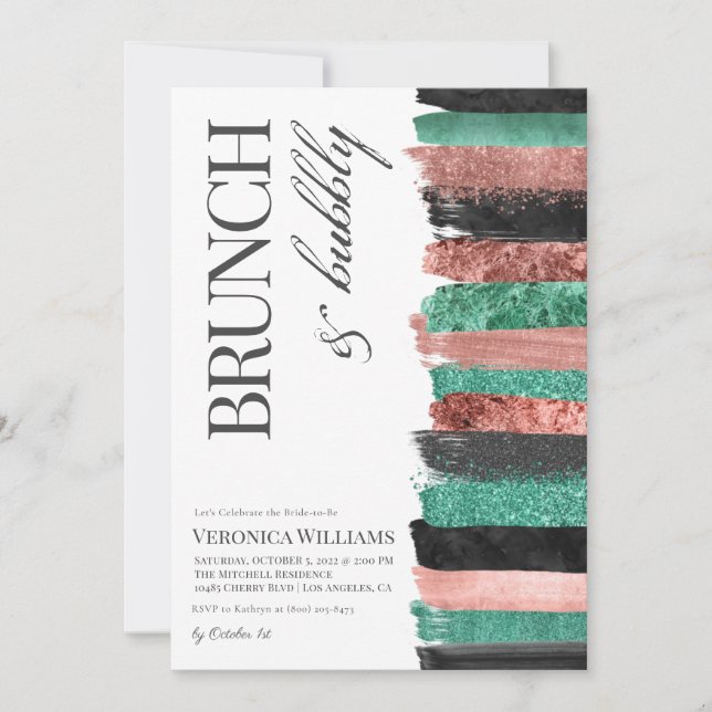 Brunch & Bubly Ro Guld Inbjudningskort för möhippa (Framsida)