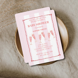 Brunch & Bubly Rosa & Red Baby Shower Inbjudningar