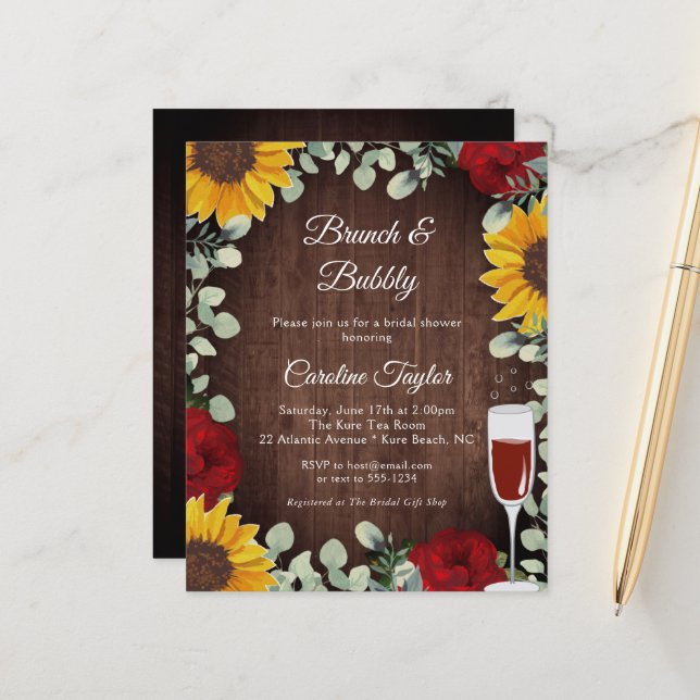 Brunch Bubly Sunblommblommor Ro Vin Möhippa (Fram/Back In Situ)