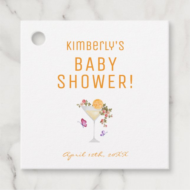 Brunch BubLY Vår Blommigt Champagne Baby Shower Gåvor Etiketter (Framsida)