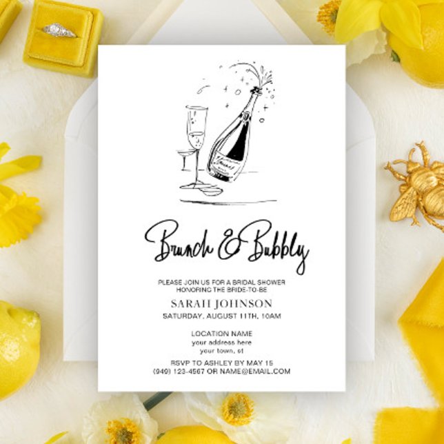 Brunch & Bubly Vintage Champagne Möhippa Inbjudningar (Skapare uppladdad)