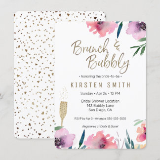 Brunch & Bubly Watercolor Blommigt Möhippa Inbjudningar