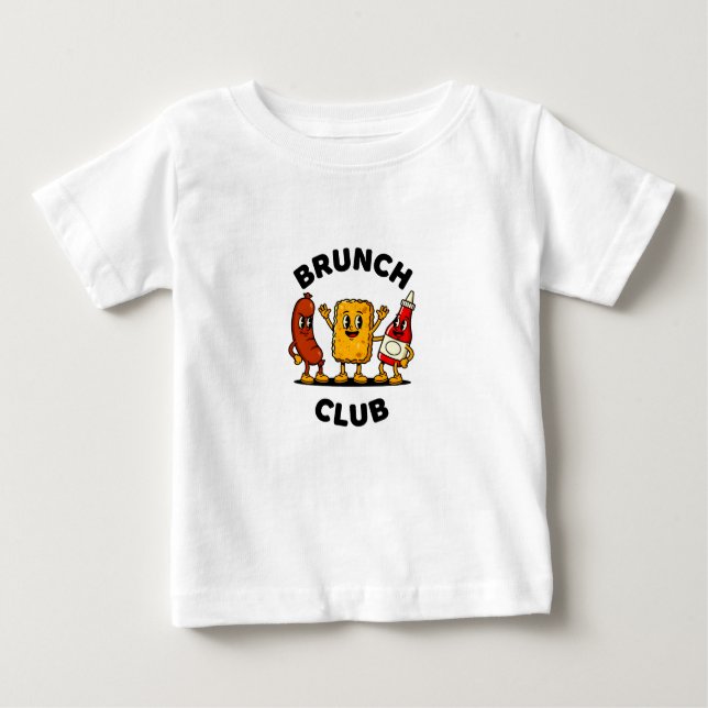 Brunch Club Retro Cartoon Food Fun Design T Shirt (Framsida)
