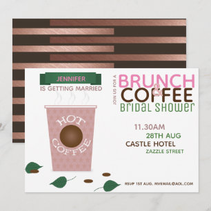 BRUNCH COFFEE Inbjudningskort för möhippan Rosa Gr