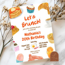 Brunch Födelsedagsfest Illustration Inbjudan