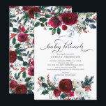 Brunch för babykläder för Winter Bloom Blommigt Inbjudningar<br><div class="desc">Vackra vinterbukett med rödblommor och burgundblommor i vin med rödbär och grenar. Besök vår butik för att se vår vackra vinterblomningssamling.</div>