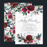 Brunch för babykläder för Winter Bloom Blommigt Inbjudningar<br><div class="desc">Vackra vinterbukett med rödblommor och burgundblommor i vin med rödbär och grenar. Besök vår butik för att se vår vackra vinterblomningssamling.</div>