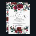 Brunch för babykläder för Winter Bloom Blommigt Inbjudningar<br><div class="desc">Vackra vinterbukett med rödblommor och burgundblommor i vin med rödbär och grenar. Besök vår butik för att se vår vackra vinterblomningssamling.</div>