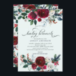 Brunch för babykläder för Winter Bloom Blommigt Inbjudningar<br><div class="desc">Vackra vinterbukett med rödblommor och burgundblommor i vin med rödbär och grenar. Besök vår butik för att se vår vackra vinterblomningssamling.</div>