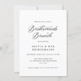 Brunch för Black Elegant Modern Script Bridesmaids Inbjudningar