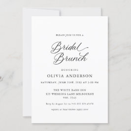 Brunch för Black Elegant Modern Script Möhippa Inbjudningar