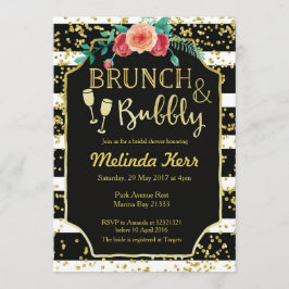 Brunch för Black & White Rand och Bubbly-inbjudan Inbjudningar