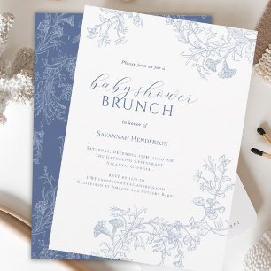 Brunch för Blommigten Babykläder för chic Blue Lin Inbjudningar