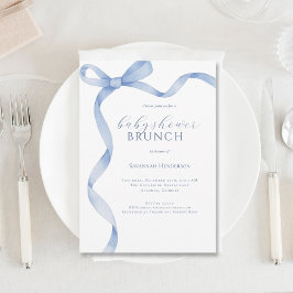 Brunch för Blue Bow Ribbon Baby Shower Brunch Inbjudningar