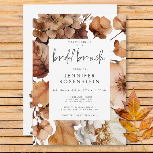 Brunch för den moderna Fall Neutralt Blommigt Ram Inbjudningar
