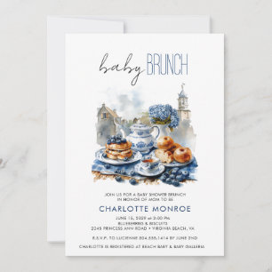 Brunch för elegant Watercolor Baby Shower Inbjudningar