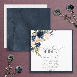 Brunch för marin blå och  Blommigt och bubbeldusch Inbjudningar