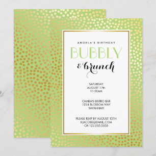 Brunch för modern konfetti Polka dots Lime Guld Inbjudningar