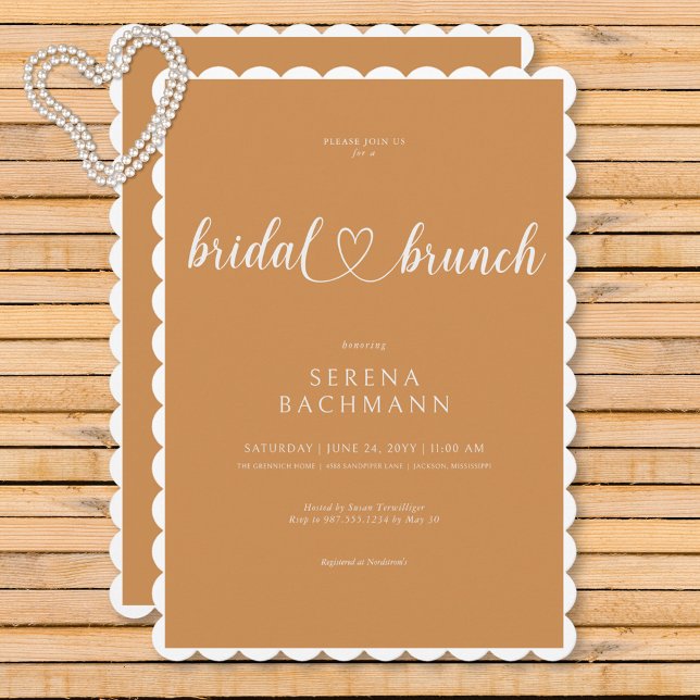 Brunch för Modern Romantic Minimal Rust Möhippa Inbjudningar (Modern Romantic Minimal Rust Bridal Brunch Invitation)