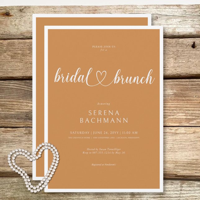 Brunch för Modern Romantic Minimal Rust Möhippa Inbjudningar (Modern Romantic Minimal Rust Bridal Brunch Invitation)