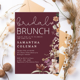 Brunch för Möhippan Modern Script Boho Wildfolwer Inbjudningar