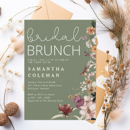 Brunch för Möhippan Modern Script Boho Wildfolwer Inbjudningar
