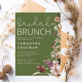 Brunch för Möhippan Modern Script Boho Wildfolwer Inbjudningar