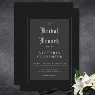 Brunch för mörk Gothic Minimal Black & Teal Möhipp Inbjudningar
