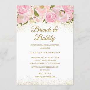 Brunch för rosa Guld Gnistra Ro och skuvödram Inbjudningar