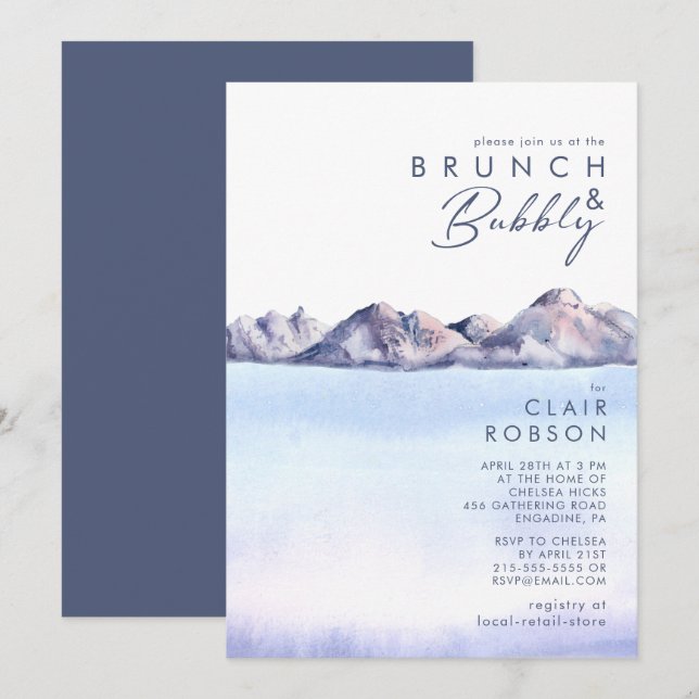 Brunch för vinterberg och Bubbly-inbjudan Inbjudningar (Fram/baksida)