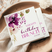 Brunch för Violet Magenta Lila Blommigt Födelsedag