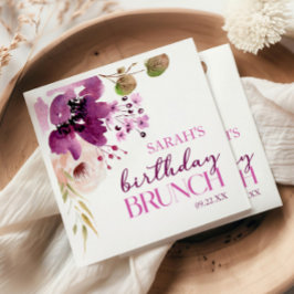Brunch för Violet Magenta Lila Blommigt Födelsedag Pappersservett
