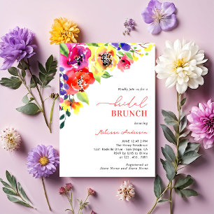 Brunch för Watercolor Modern Bright Blommigt Möhip Inbjudningar