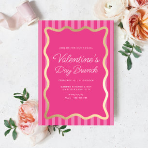 Brunch för Wave Rosa Shock rosa Valentine Day Brun Inbjudningar
