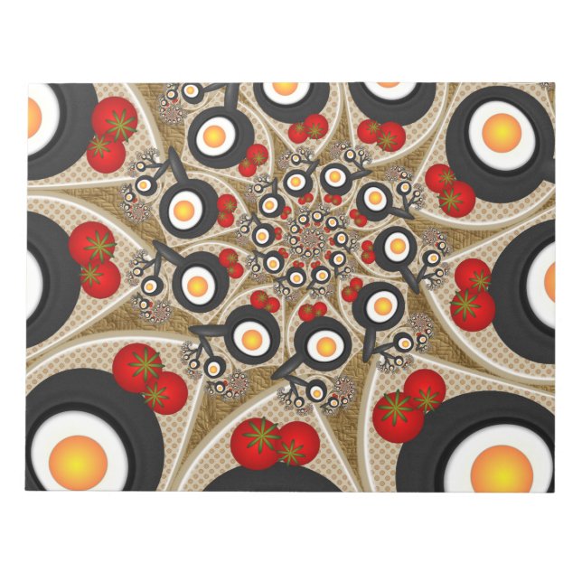 Brunch Fractal Art Funny Food, Tomater, Ägg Anteckningsblock (Framsida)