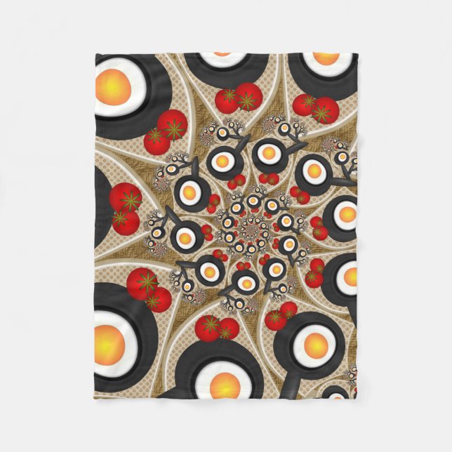 Brunch Fractal Art Funny Food, Tomater, Ägg Fleecefilt (Framsidan)