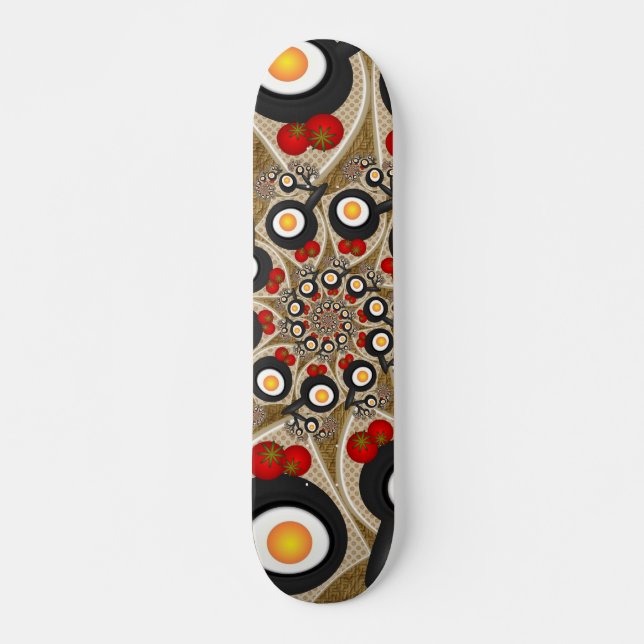 Brunch Fractal Art Funny Food, Tomater, Ägg Mini Skateboard Bräda 18,5 Cm (Framsida)