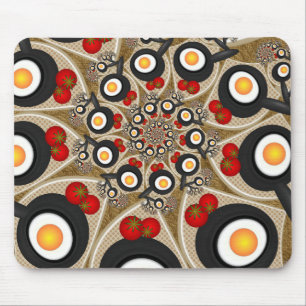 Brunch Fractal Art Funny Food, Tomater, Ägg Musmatta