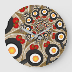 Brunch Fractal Art Funny Food, Tomater, Ägg Stor Klocka