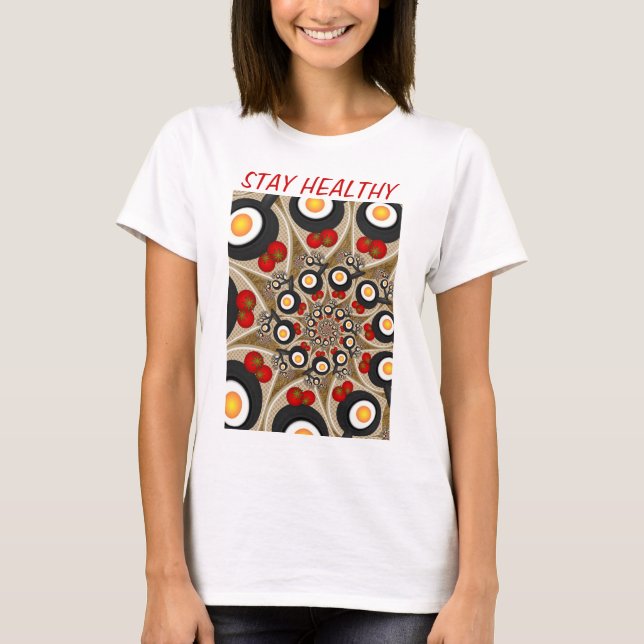 Brunch Fractal Art Funny Food, Tomater, Ägg T Shirt (Framsida)