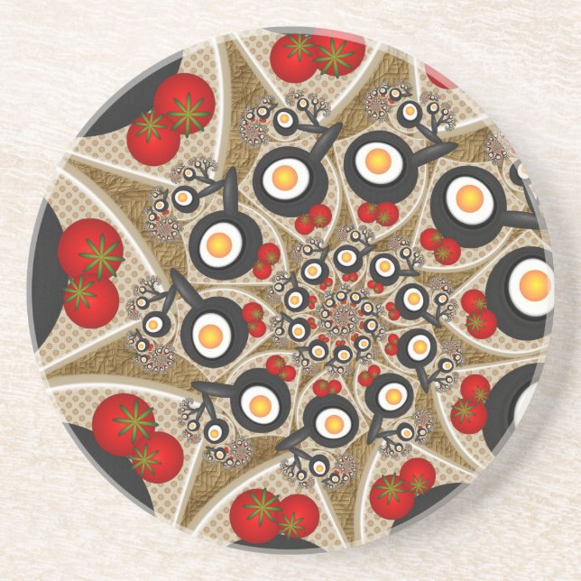 Brunch Fractal Art Funny Food, Tomater, Ägg Underlägg (Framsidan)