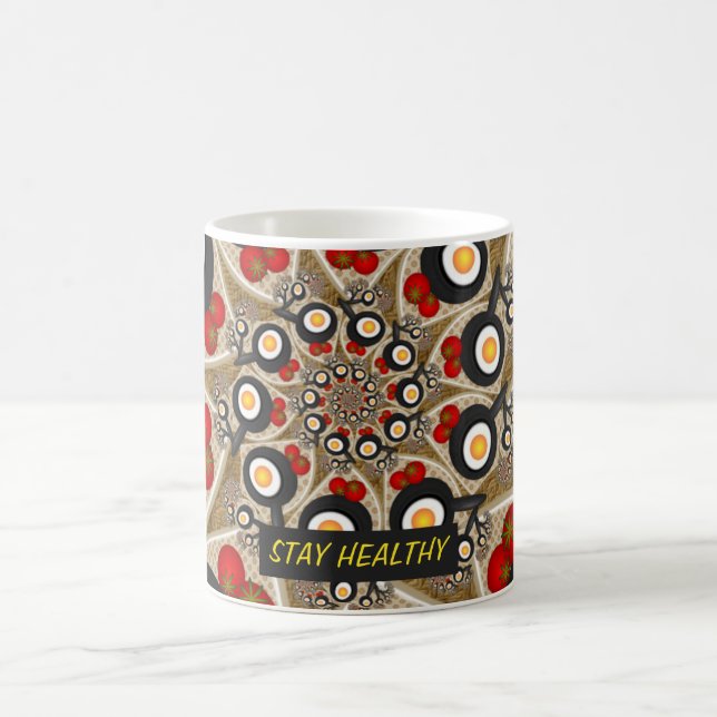 Brunch Fractal Art Funny Food, Tomates, Eggs Text Kaffemugg (Center)