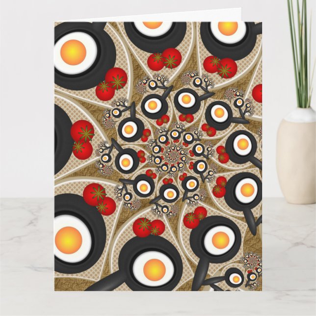 Brunch Fractal Art Funny Food, Tomatoes, Eggs Tack Kort (Framsida)