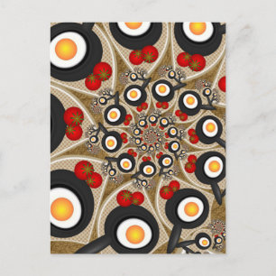 Brunch Fraktal konst Rollig mat, tomater, ägg Vykort