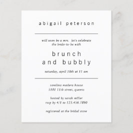 Brunch-inbjudan för minimal Möhippa för fotobudget Flygblad
