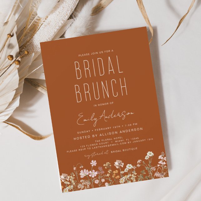 Brunch-inbjudan för Möhippa av bränd Orange-Wildbl Flygblad (Skapare uppladdad)