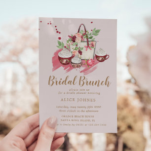 Brunch-inbjudan till Cute Cupkaka Blommigt Möhippa Inbjudningar